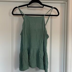 Women’s Blue/Green Spaghetti Strap Peplum Tank Top